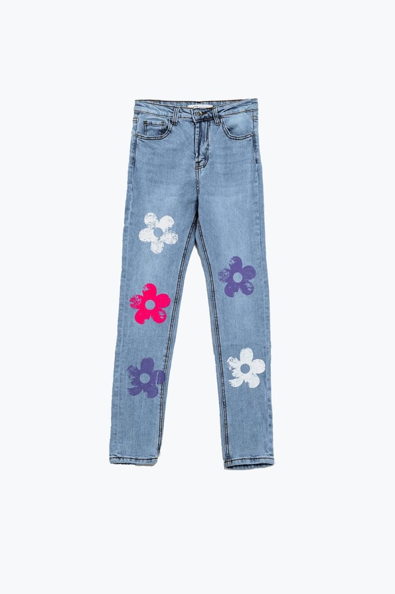 q2 women s jean 5 pocket jeans skinny with flower detail 5 pocket jeans skinny with flower detail 40095425036546