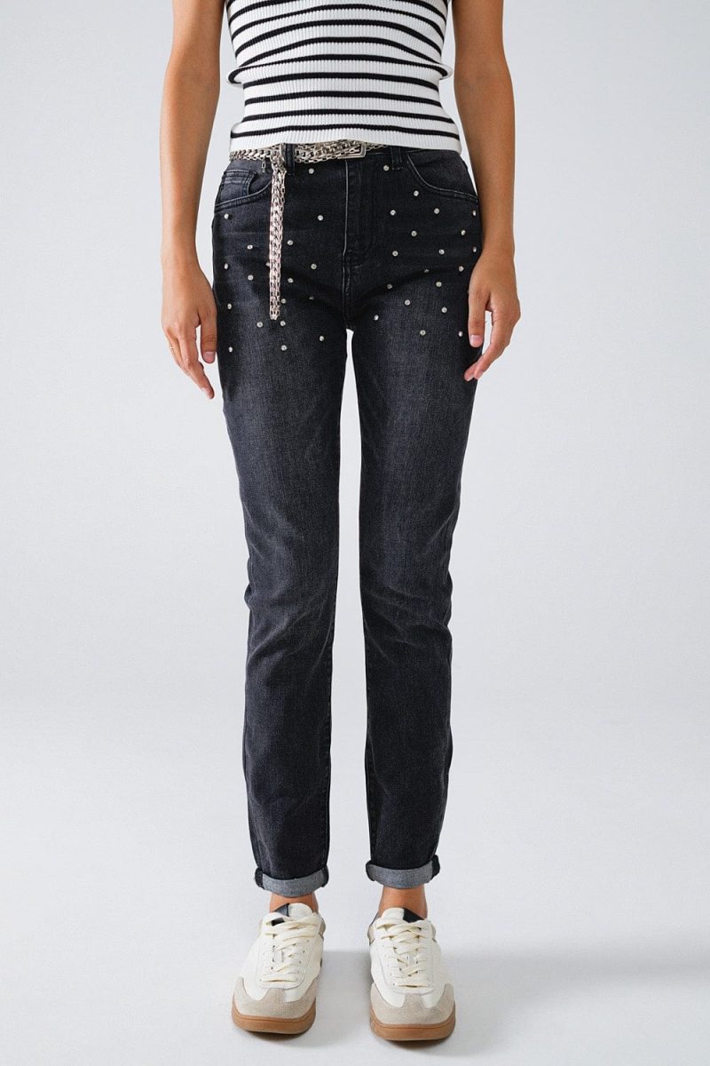 q2 women s jean black skinny jeans with rhinestones black skinny jeans with rhinestones 41586433065218