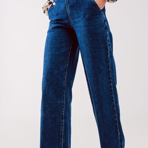 q2 women s jean button front jean in mid blue button front jean in mid blue 39087770763522