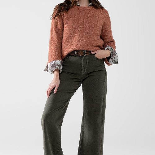 q2 women s jean extra wide leg pants in olive green color extra wide leg pants in olive green color 42115307700482