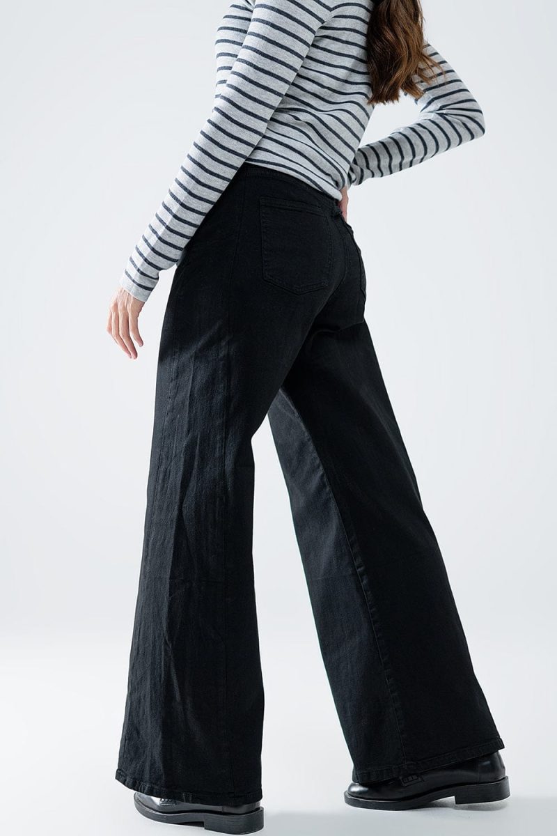 q2 women s jean extra wide leg trousers in black extra wide leg trousers in black 42084487921922