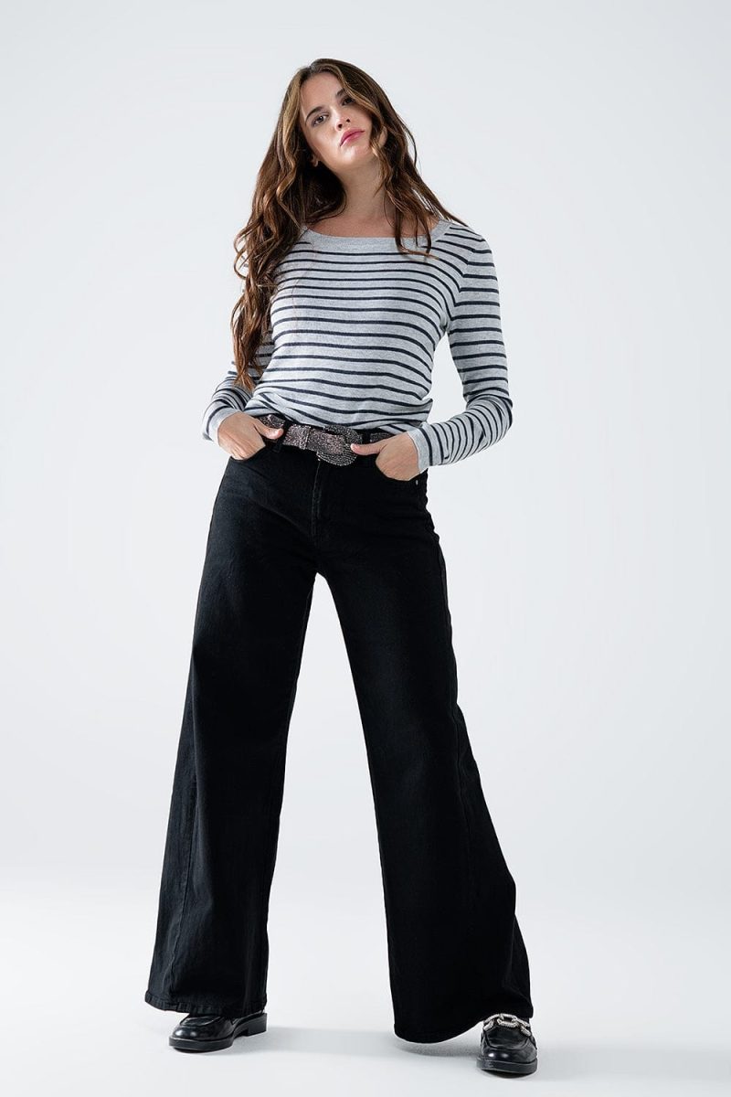 q2 women s jean extra wide leg trousers in black extra wide leg trousers in black 42084487954690