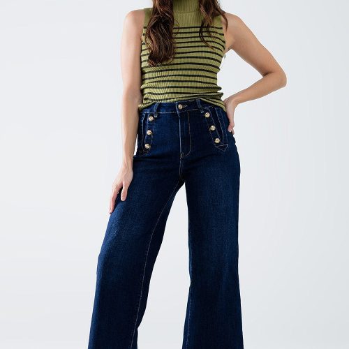 q2 women s jean marine style wide leg jeans with gold buttons marine style wide leg jeans with gold buttons 42115304718594