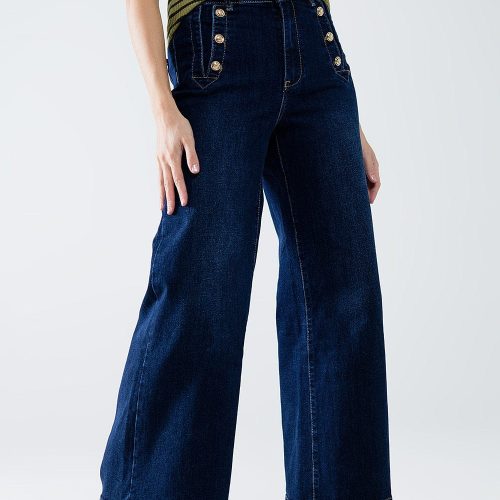 q2 women s jean marine style wide leg jeans with gold buttons marine style wide leg jeans with gold buttons 42115304784130