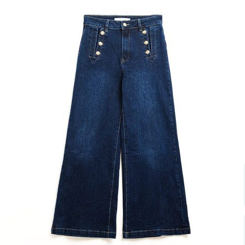 q2 women s jean marine style wide leg jeans with gold buttons marine style wide leg jeans with gold buttons 42115304816898