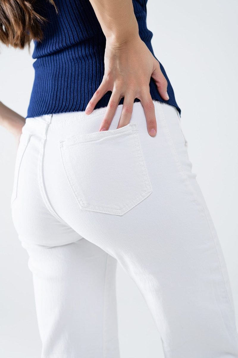 q2 women s jean straight jeans with gold buttons at the side in white straight jeans with gold buttons at the side in white 42115291840770