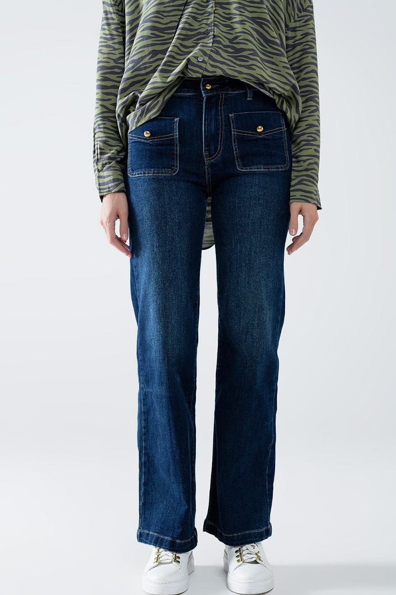 q2 women s jean straight leg jeans with front pockets and button straight leg jeans with front pockets and button 42115302097154