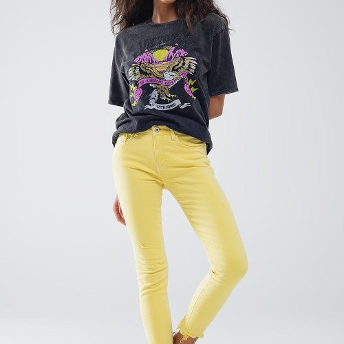 q2 women s jean yellow jagged hem super skinny stretch jeans yellow jagged hem super skinny stretch jeans 41100304810242