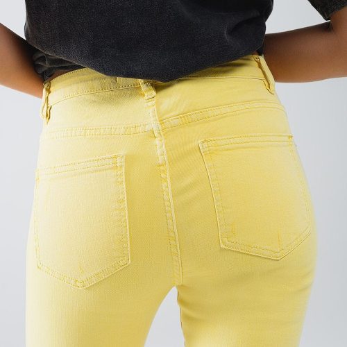 q2 women s jean yellow jagged hem super skinny stretch jeans yellow jagged hem super skinny stretch jeans 41100304843010