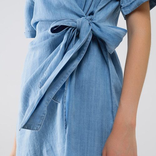 q2 women s jumpsuits rompers blue tencel denim wrap front jumpsuit 41353114059010