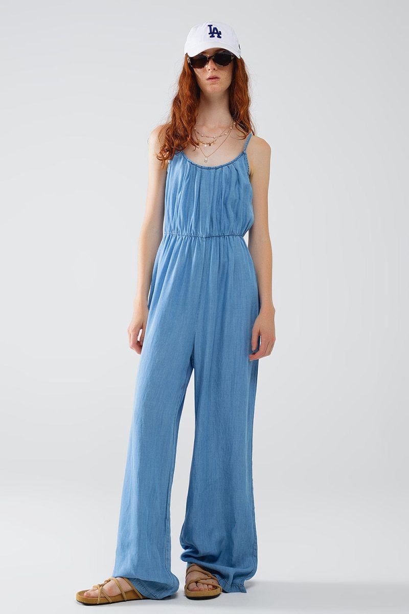 q2 women s jumpsuits rompers sleevless tencel denim jumpsuit with elastic waist 41353115533570