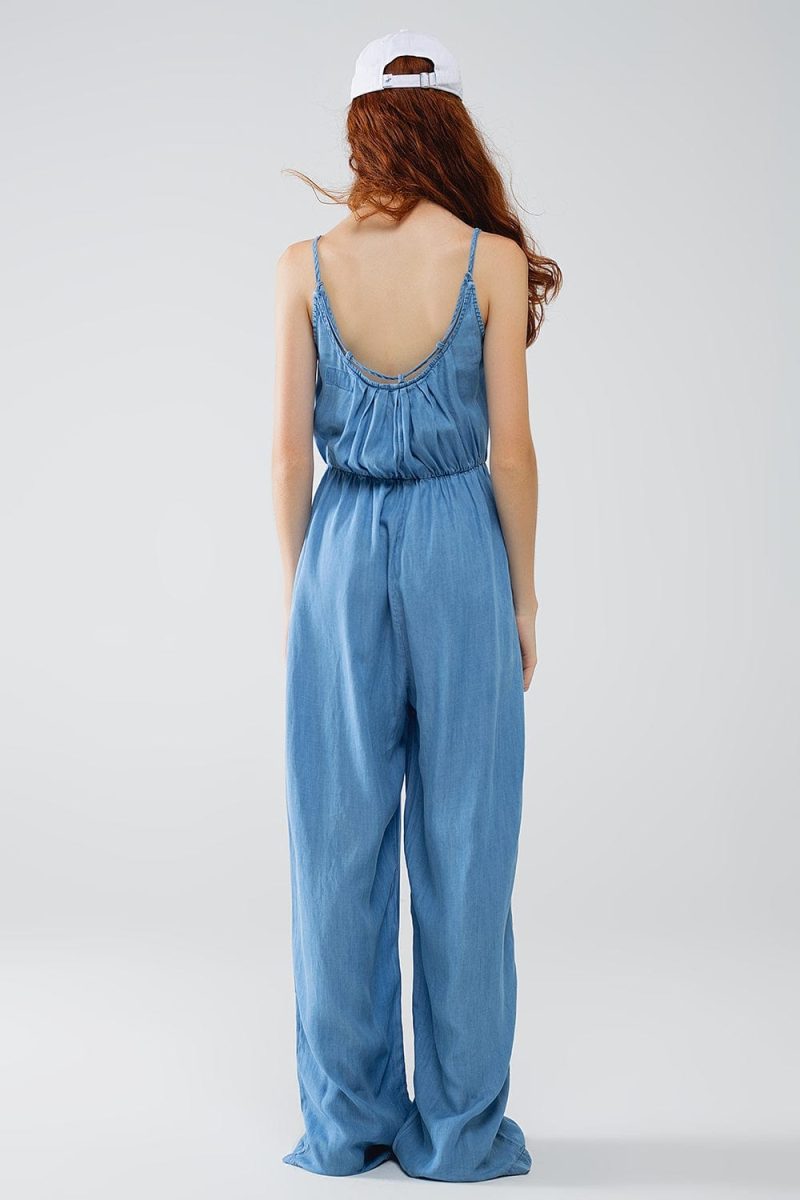 q2 women s jumpsuits rompers sleevless tencel denim jumpsuit with elastic waist 41353115566338