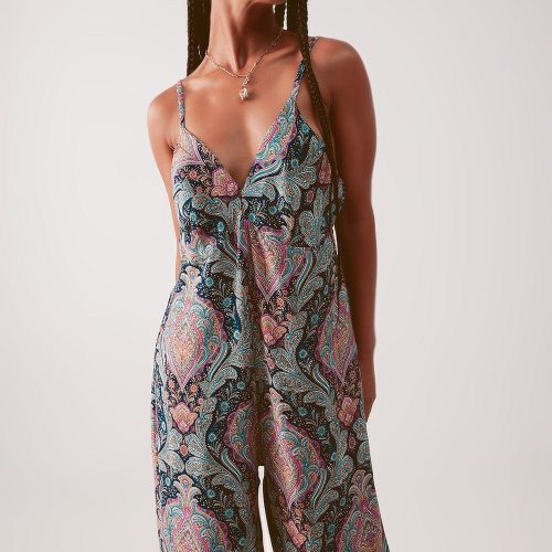 q2 women s jumpsuits rompers wide leg jumpsuit in navy paisley print wide leg jumpsuit in navy paisley print 39087575204098