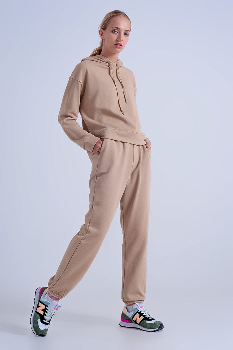 q2 women s pants trousers adjustable waistband joggers in beige adjustable waistband joggers in beige 39087218098434