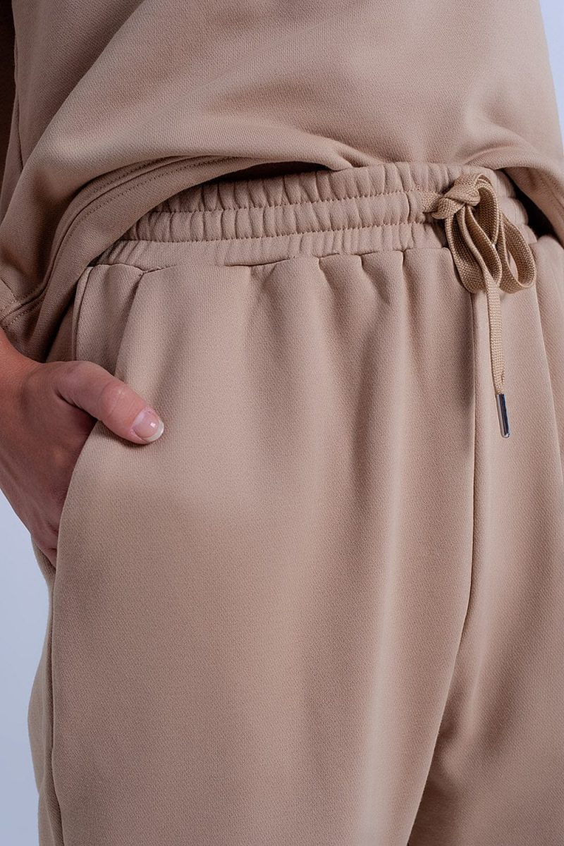 q2 women s pants trousers adjustable waistband joggers in beige adjustable waistband joggers in beige 39087218131202