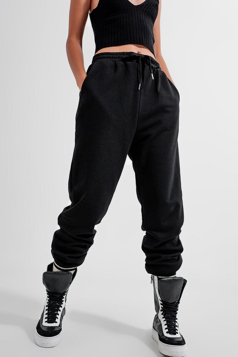 q2 women s pants trousers adjustable waistband joggers in black adjustable waistband joggers in black 39087219081474