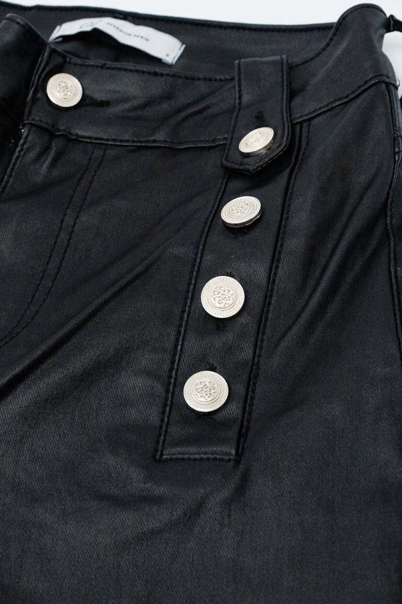 q2 women s pants trousers black faux leather trousers with buttons black faux leather trousers with buttons 41960318599426