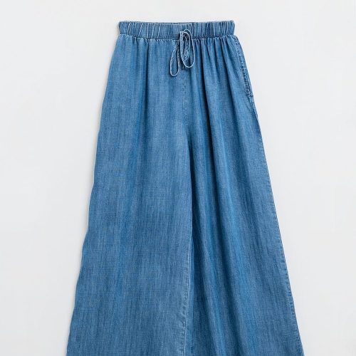 q2 women s pants trousers blue tencel denim style wide leg fluid pants blue tencel denim style wide leg fluid pants 41353113272578