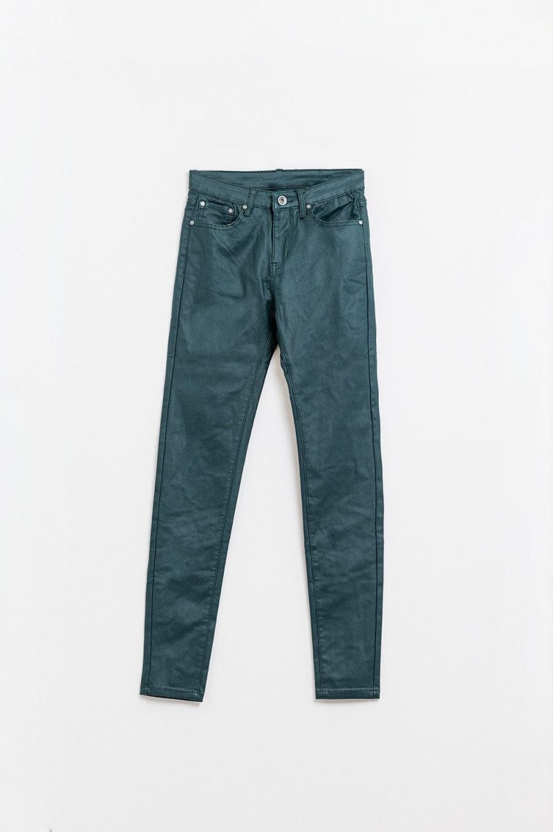 q2 women s pants trousers dark green faux leather super skinny pants 41778183667970 1