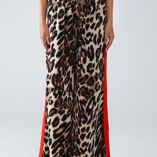 q2 women s pants trousers leopard straight pants with red stripes down the sides 41437005414658