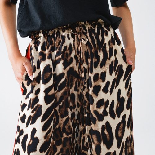 q2 women s pants trousers leopard straight pants with red stripes down the sides 41437005447426