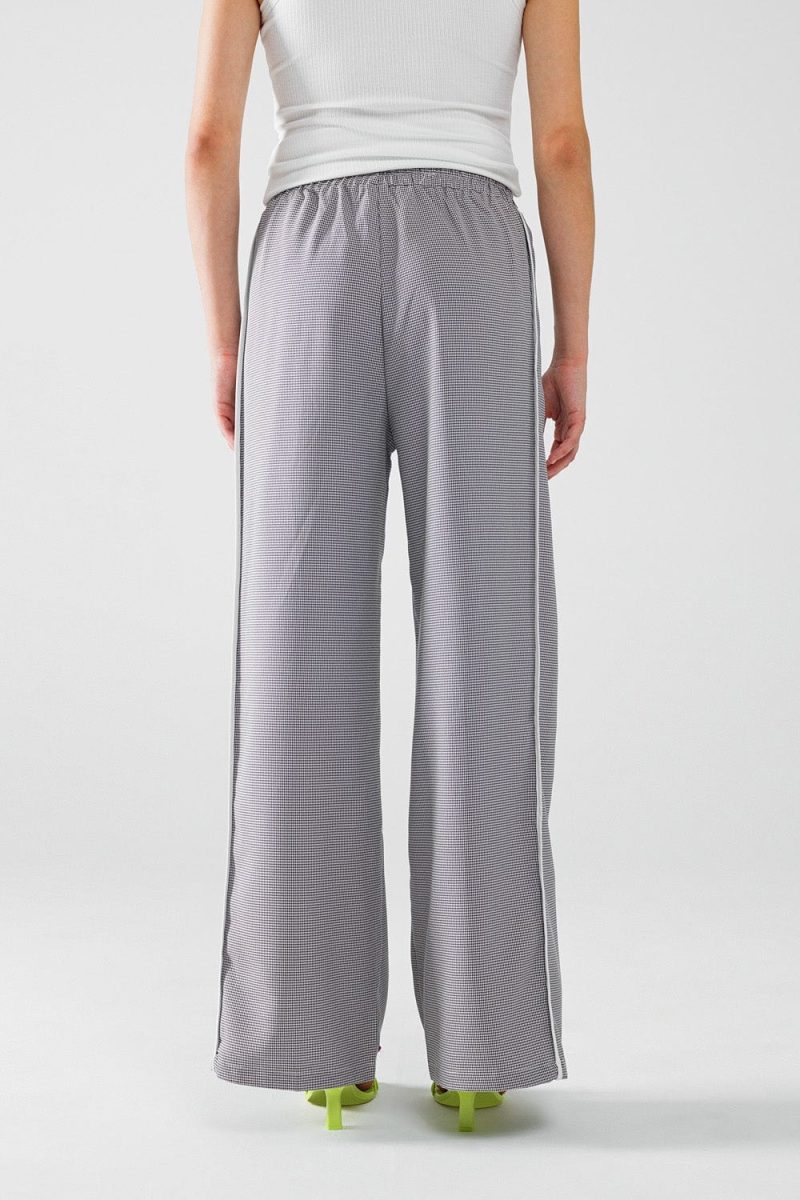 q2 women s pants trousers palazzo black and white gingham pants with drawstring palazzo black and white gingham pants with drawstring 42115299803394