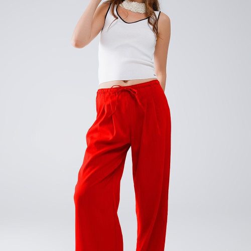 q2 women s pants trousers red relaxed pants with drawstring closing and side pockets 40764553298178