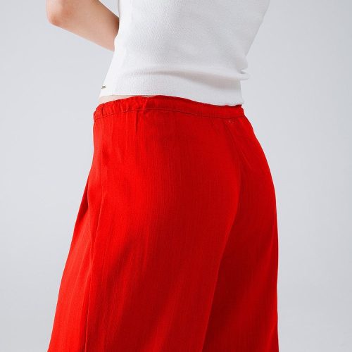 q2 women s pants trousers red relaxed pants with drawstring closing and side pockets 40764553330946