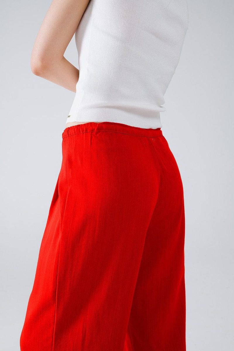 q2 women s pants trousers red relaxed pants with drawstring closing and side pockets 40764553330946