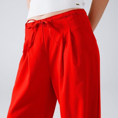 q2 women s pants trousers red relaxed pants with drawstring closing and side pockets 40764553363714