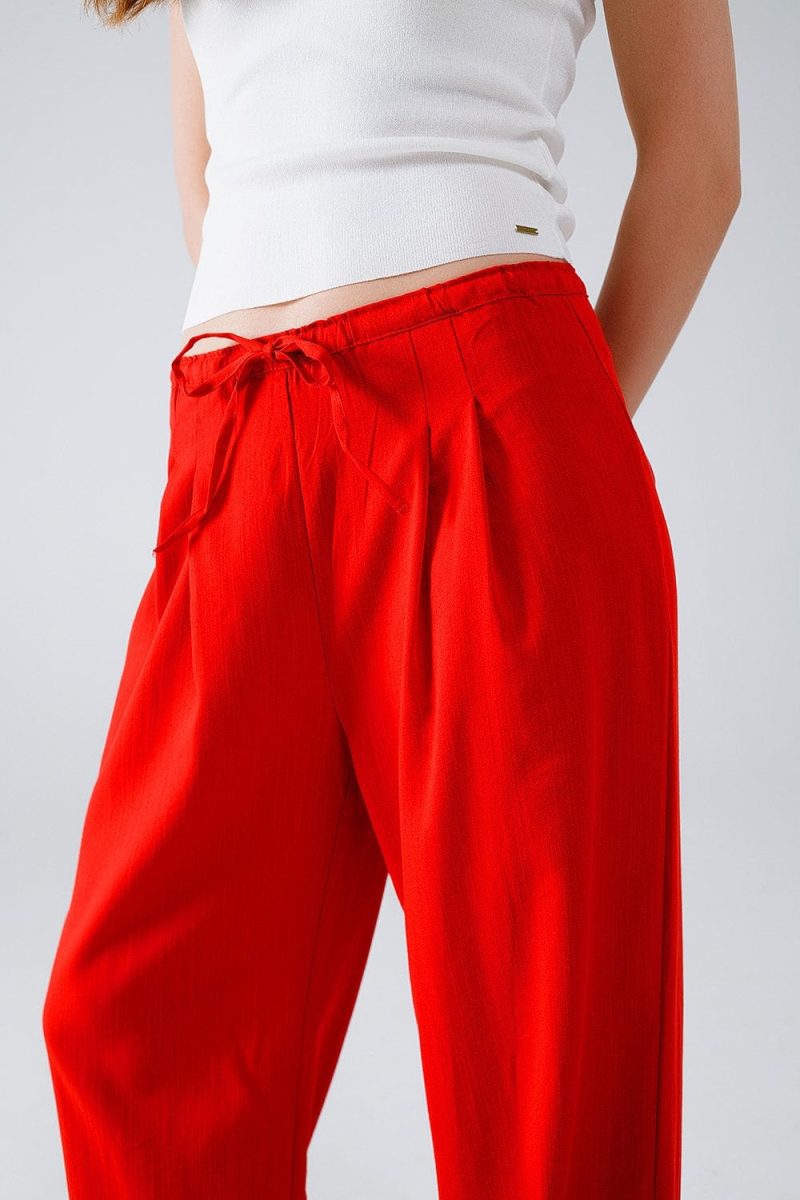 q2 women s pants trousers red relaxed pants with drawstring closing and side pockets 40764553363714