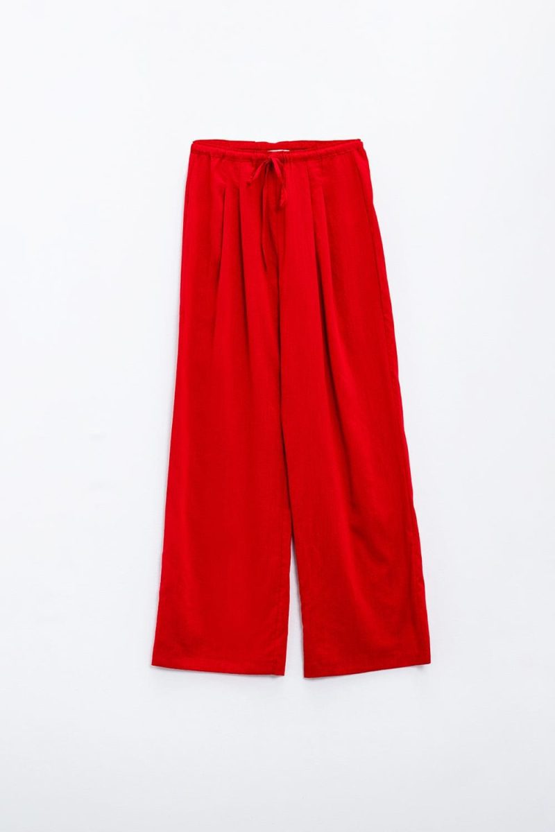 q2 women s pants trousers red relaxed pants with drawstring closing and side pockets 40764553396482