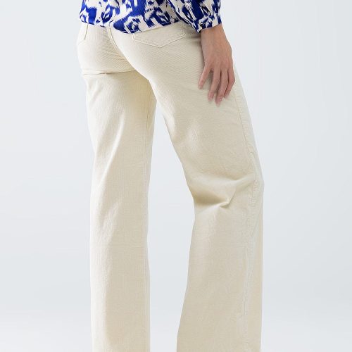 q2 women s pants trousers straight leg corduroy jeans in ecru with pockets straight leg corduroy jeans in ecru with pockets 42115288891650