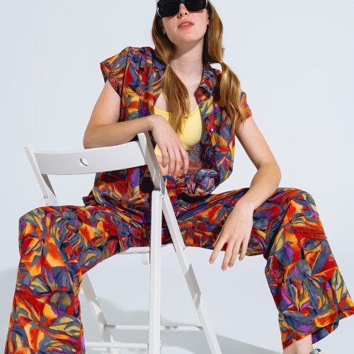 q2 women s pants trousers straight leg pants with floral multicolor print in shades of red straight leg pants with floral multicolor print in shades of red 40657676239106