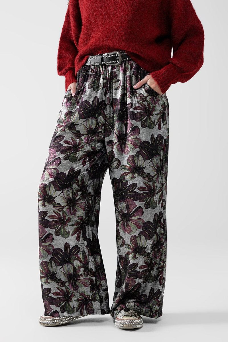 q2 women s pants trousers wide leg pants in floral print wide leg pants in floral print 42084497490178