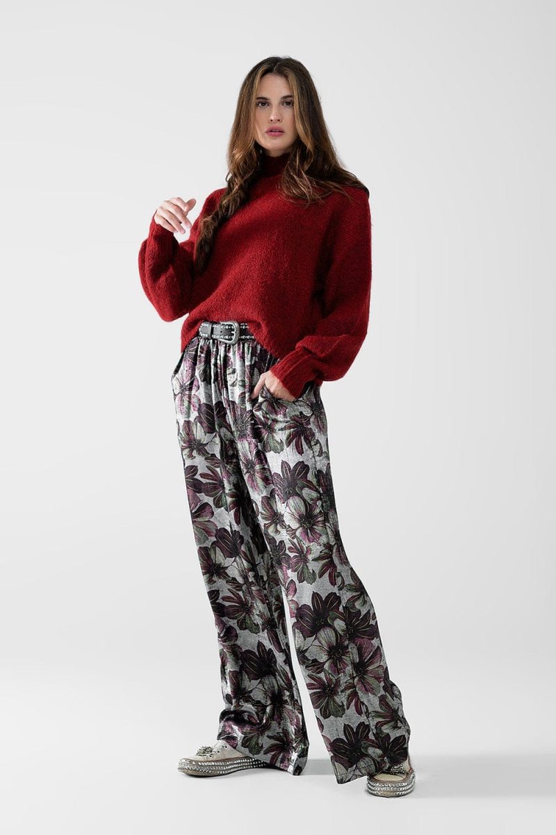 q2 women s pants trousers wide leg pants in floral print wide leg pants in floral print 42084497588482