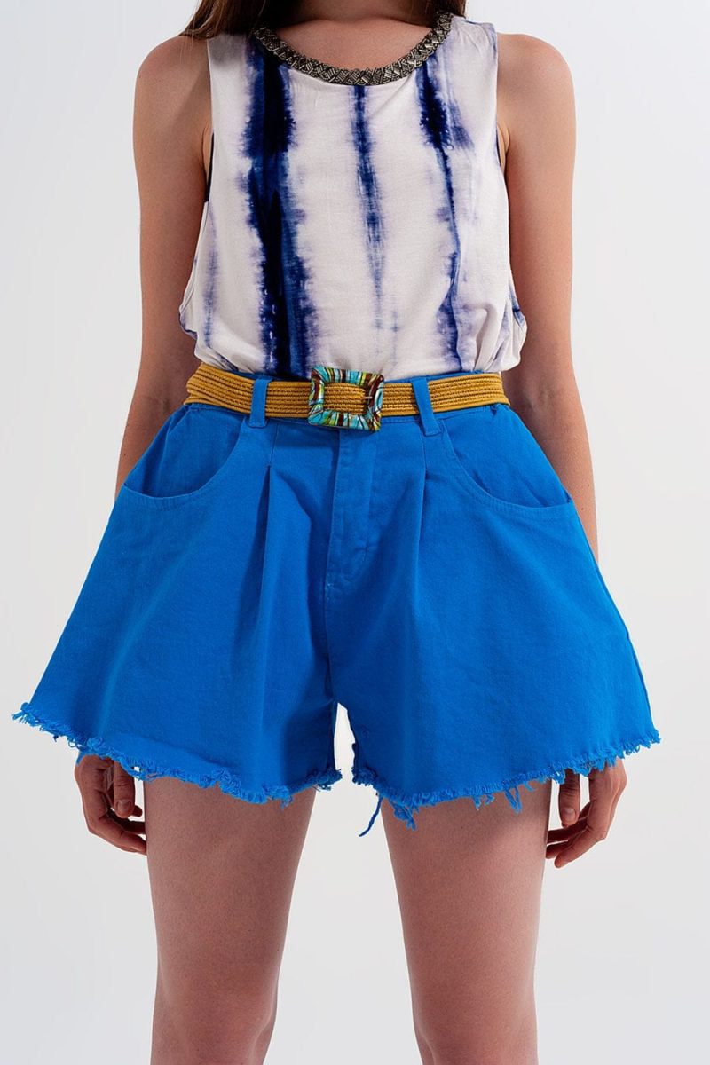 q2 women s shorts a line ripped denim shorts in blue a line ripped denim shorts in blue 39087149678850