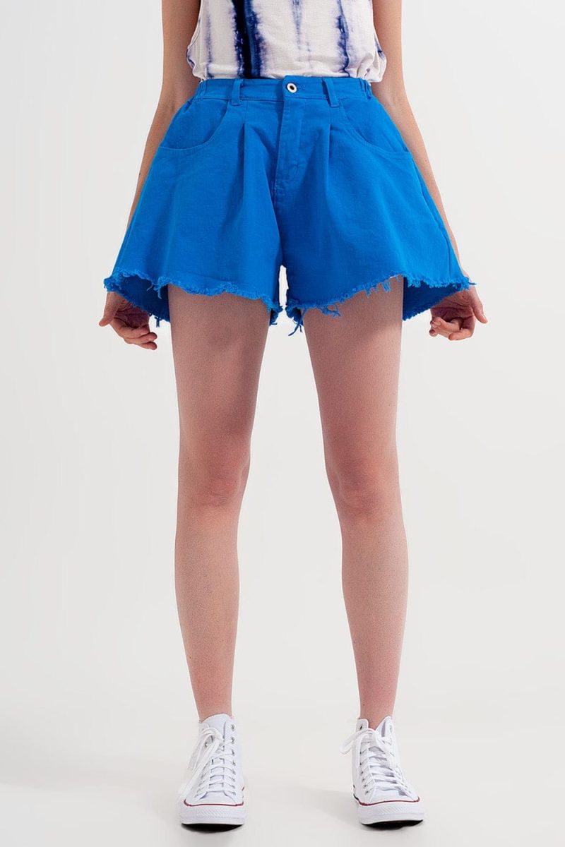 q2 women s shorts a line ripped denim shorts in blue a line ripped denim shorts in blue 39087149809922