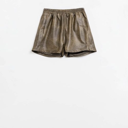 q2 women s shorts faux leather relaxed shorts in vintage brown faux leather relaxed shorts in vintage brown 42115310747906