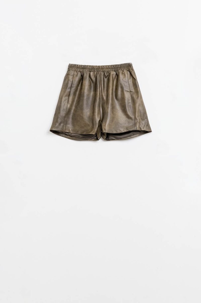 q2 women s shorts faux leather relaxed shorts in vintage brown faux leather relaxed shorts in vintage brown 42115310747906