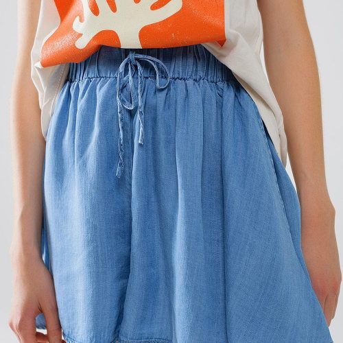 q2 women s shorts flowing tencel denim shorts with side pockets 41353115009282