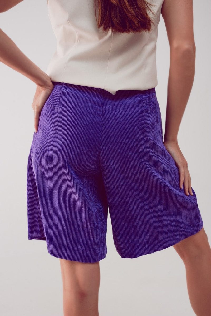 q2 women s shorts longline short in purple cord longline short in purple cord 39087732162818