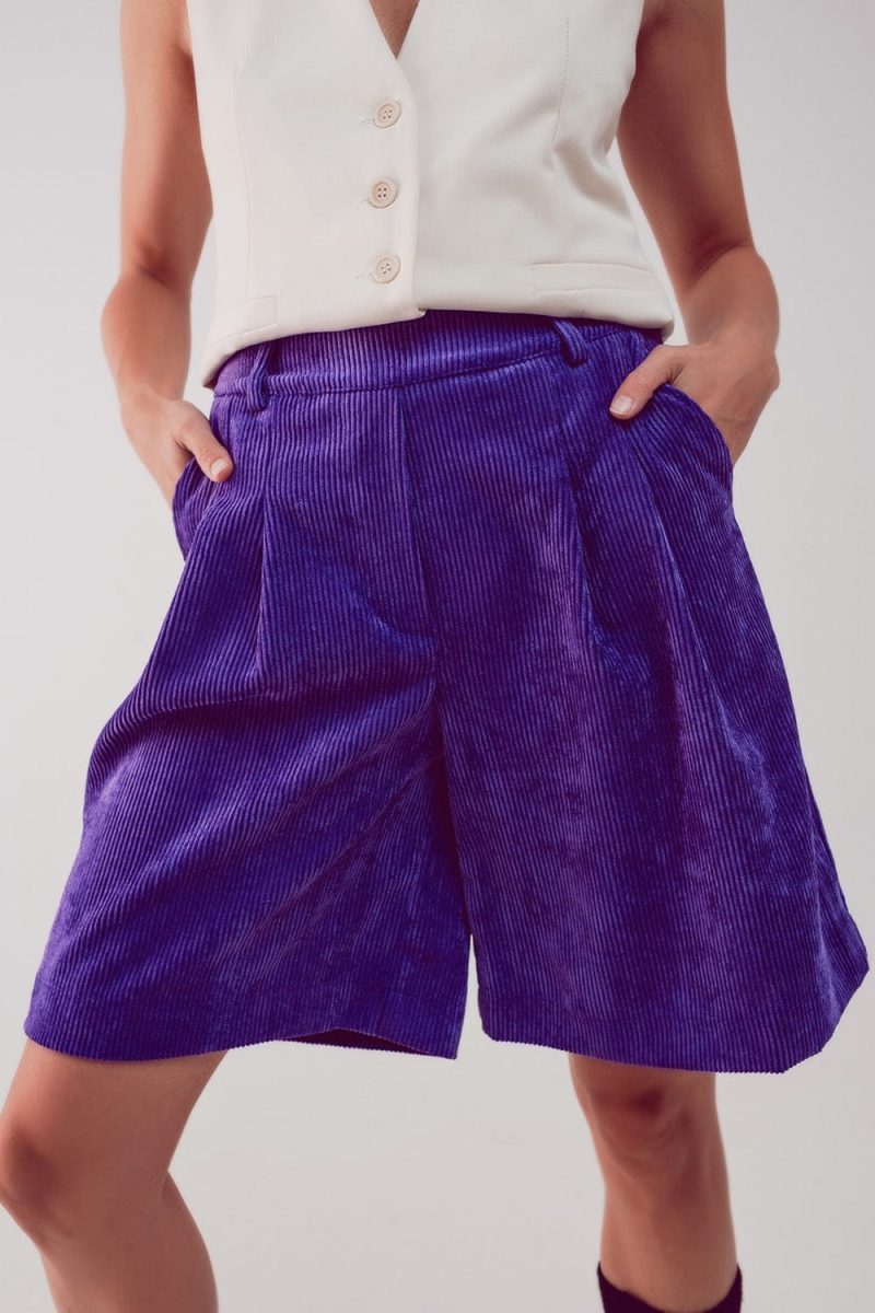 q2 women s shorts longline short in purple cord longline short in purple cord 39087732293890