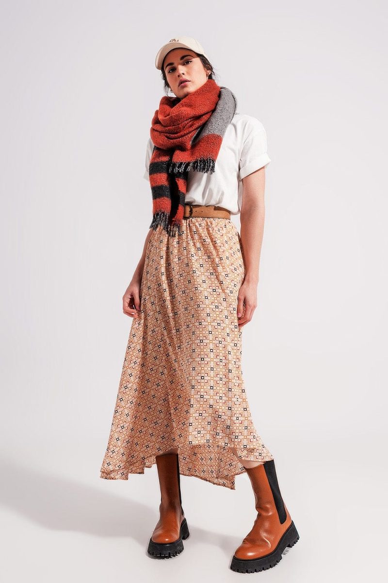 q2 women s skirt 90s midi skirt in geo print 90s midi skirt in geo print 39087321219330