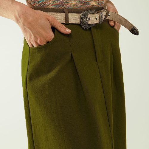 q2 women s skirt a line midi khaki skirt with pockets in khaki a line midi khaki skirt with pockets in khaki 40019341017346