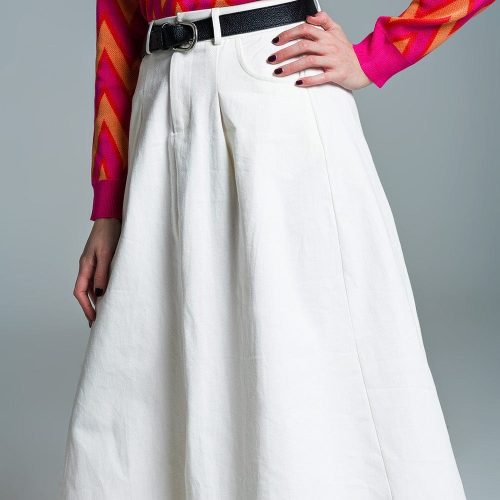 q2 women s skirt a line midi white skirt with pockets in white a line midi white skirt with pockets in white 39840217792770