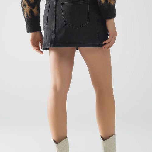 q2 women s skirt black denim miniskirt with cargo pockets black denim miniskirt with cargo pockets 42084517445890