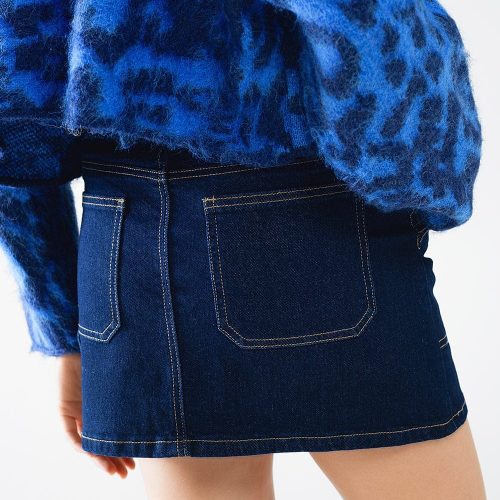 q2 women s skirt dark wash denim mini skirt with front pockets dark wash denim mini skirt with front pockets 42084541661442