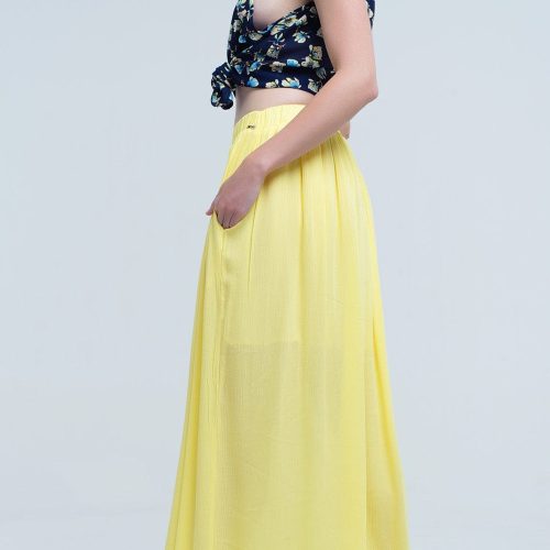 q2 women s skirt yellow maxi skirt with pockets 39086792900866