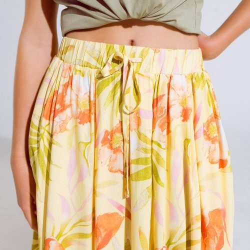 q2 women s skirt yellow maxi skirt with tropical print yellow maxi skirt with tropical print 40455871004930